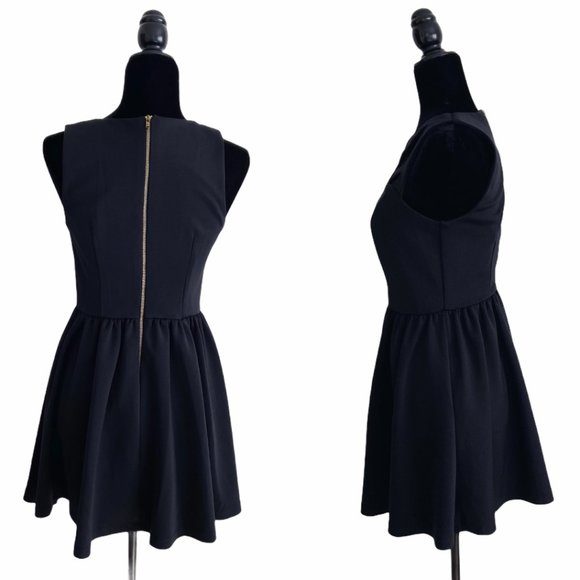 River Island X ASOS Black Caged Cut-Out Party Mini Skater Mini Dress M - Picture 2 of 12